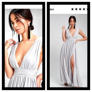 Lulu’s Heavenly Hue Light Grey Maxi Dress!